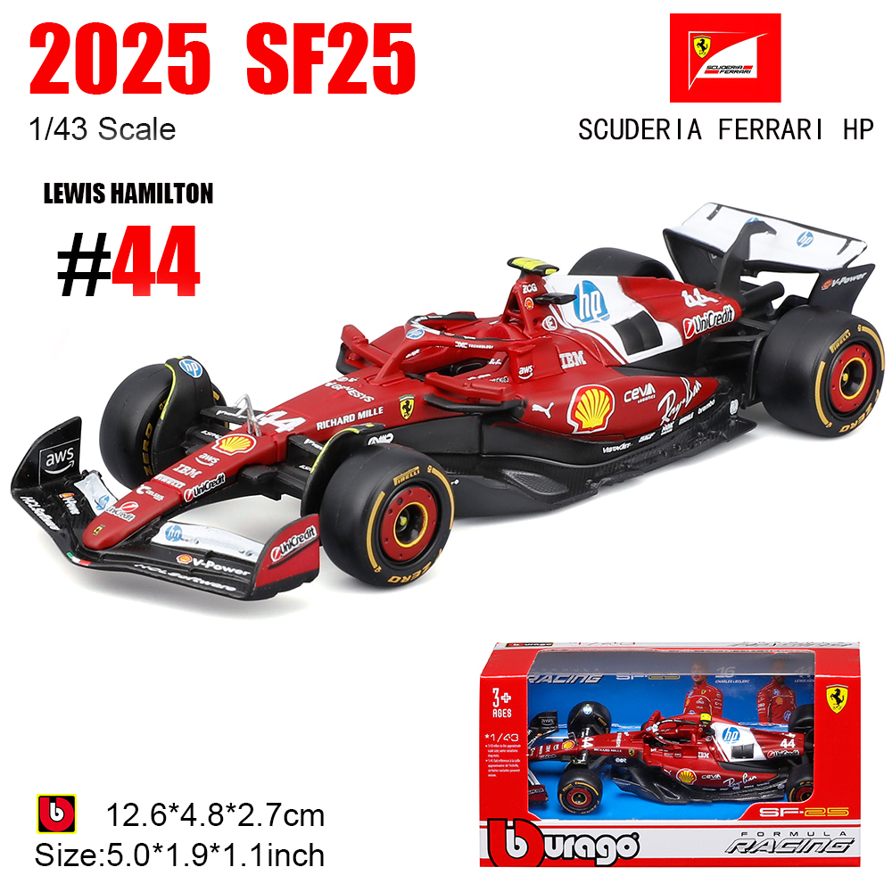 Bburago 1:43 Scuderia Ferrari SF24 Xe đua F1 đúc, Lewis Hamilton #44