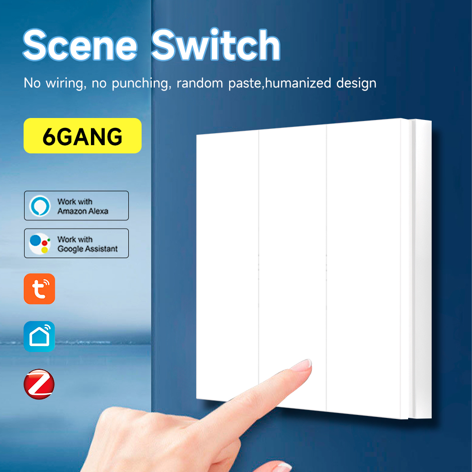 Công tắc thông minh Scene Switch 6 kênh, điều khiển từ xa qua WiFi/Zigbee, điều khiển qua ứng dụng D