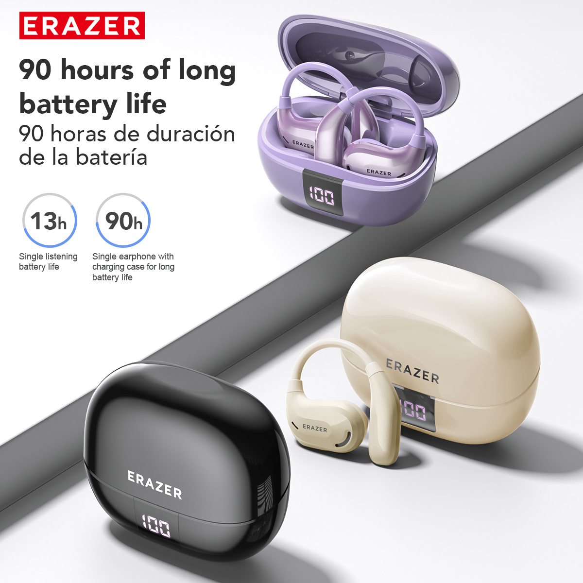 Tai nghe ERAZER XT66 PRO AI Dịch thuật thời gian thực thông minh Tai nghe Bluetooth âm nhạc HIFI có 