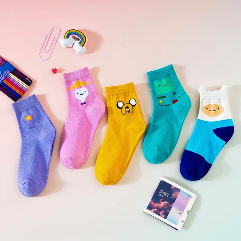 Bộ 5 đôi tất Adventure Time sưu tập – Tất cotton vui nhộn, cỡ từ 36 đến 42.