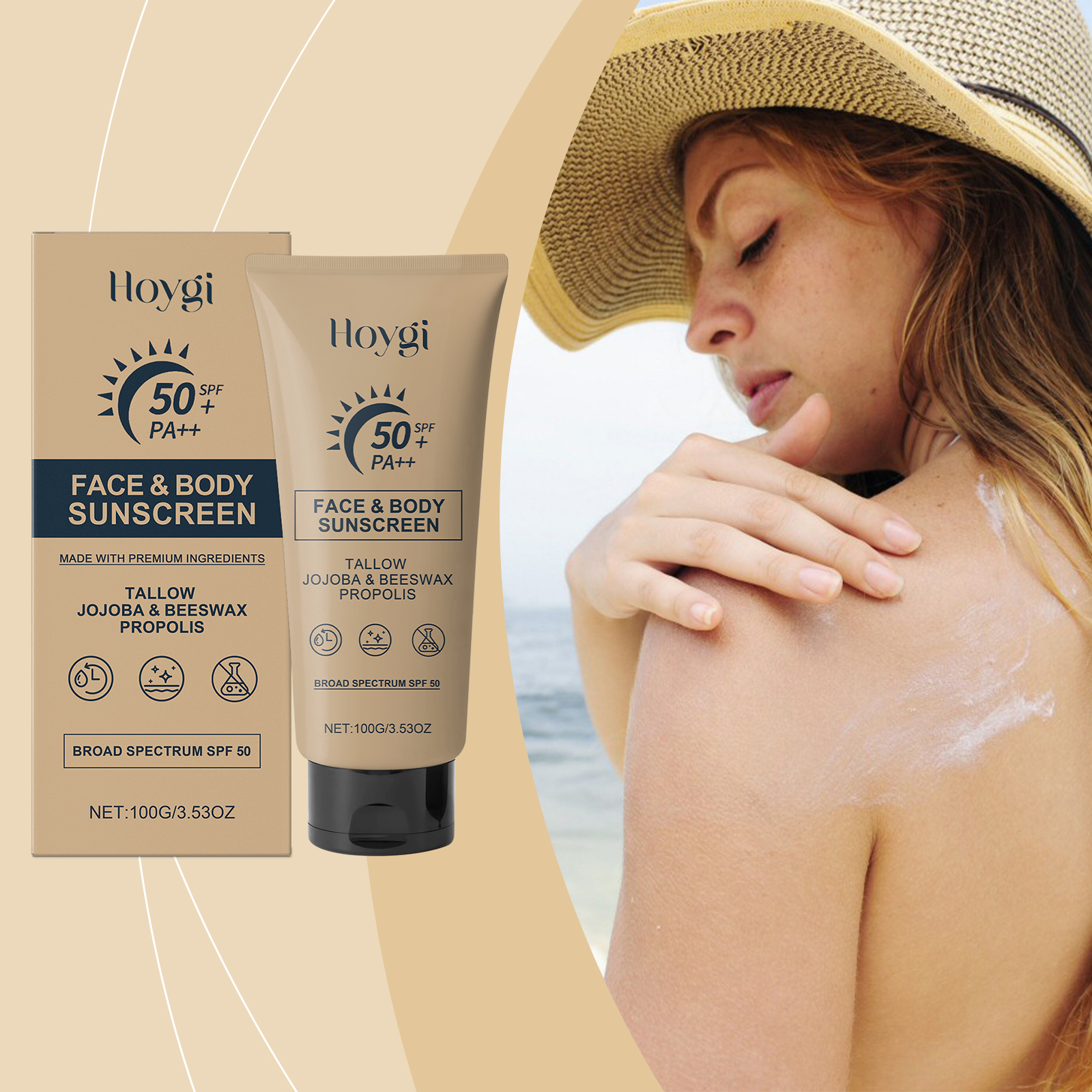 Kem chống nắng SPF50+ 100g – Dạng lotion nhẹ, không bết dính, bảo vệ da nhạy cảm, chứa dầu jojoba, d
