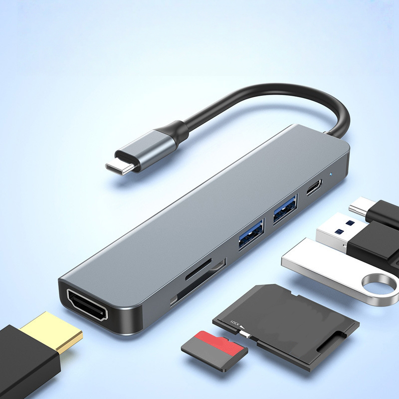 Bộ chuyển đổi USB-C 6 cổng Hub Type C 87W với HDMI, PD, USB, SD/TF cho Macbook