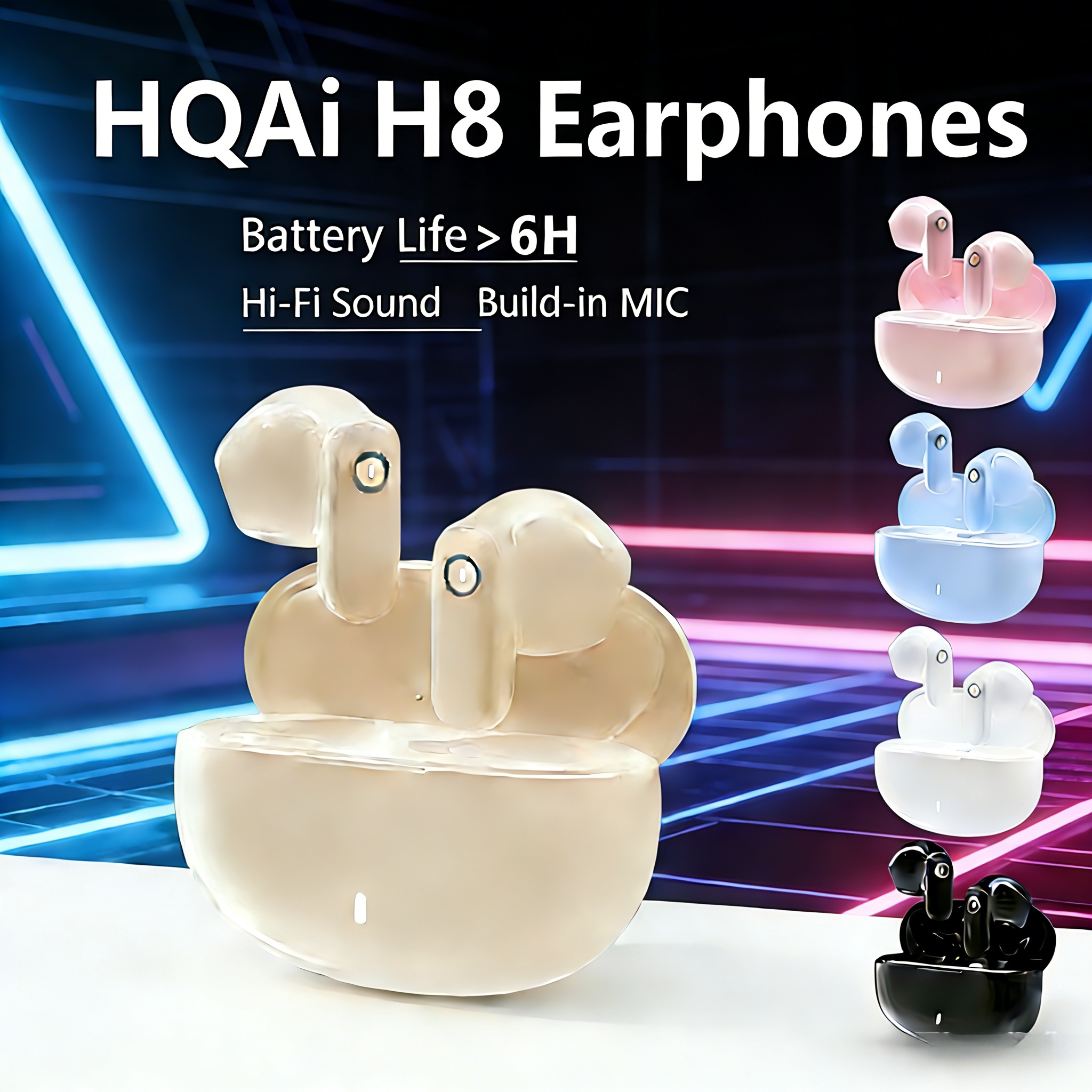 Tai nghe HQAi H8 Tai nghe Bluetooth không dây Tai nghe HD Mic thời gian chơi dài Tai nghe âm thanh n