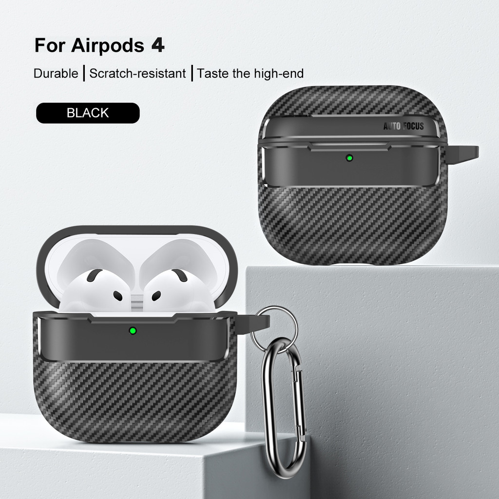 Ốp lưng tối giản họa tiết sợi mềm cho AirPods 4 ANC TPU màu đen bảo vệ tai nghe AirPod Pro3/3/Pro 3 