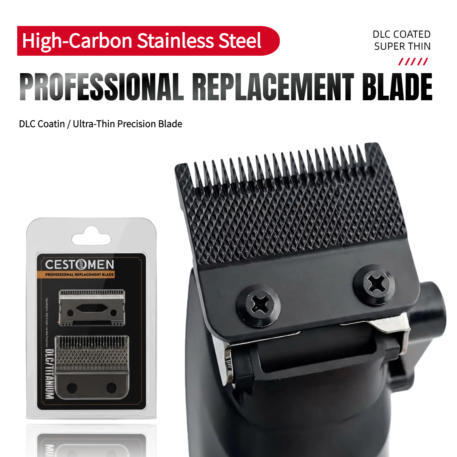 Bộ lưỡi dao thay thế chuyên nghiệp cho tông đơ cắt tóc siêu mỏng phủ DLC Wahl/Gamma/Sc/Jrl