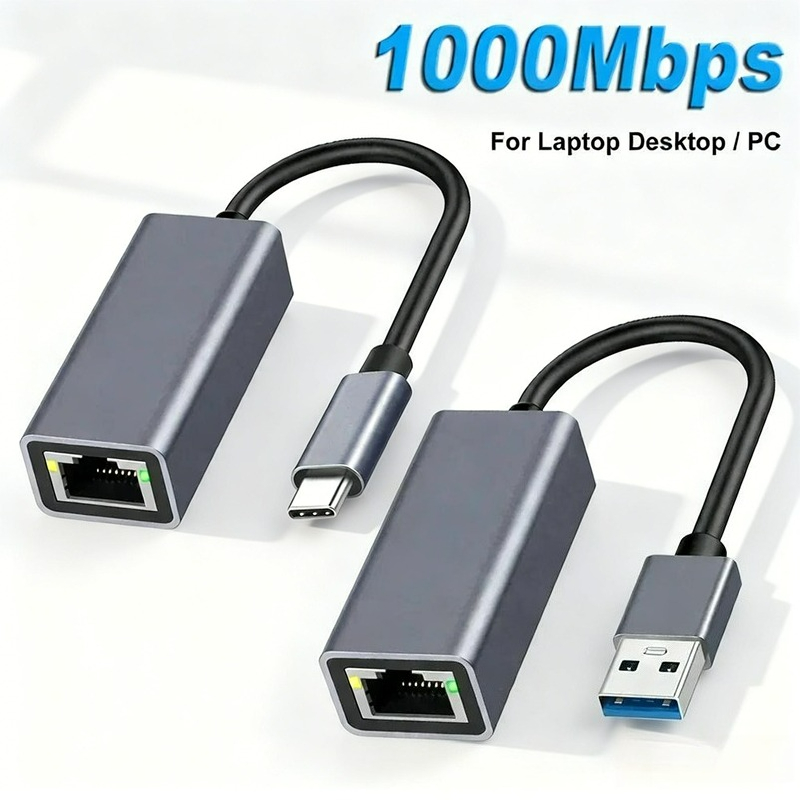 Bộ chuyển đổi mạng Ethernet 1000Mbps RJ45 Type-C cho MacBook PC Windows XP 7 8 10 Android USB Lan In