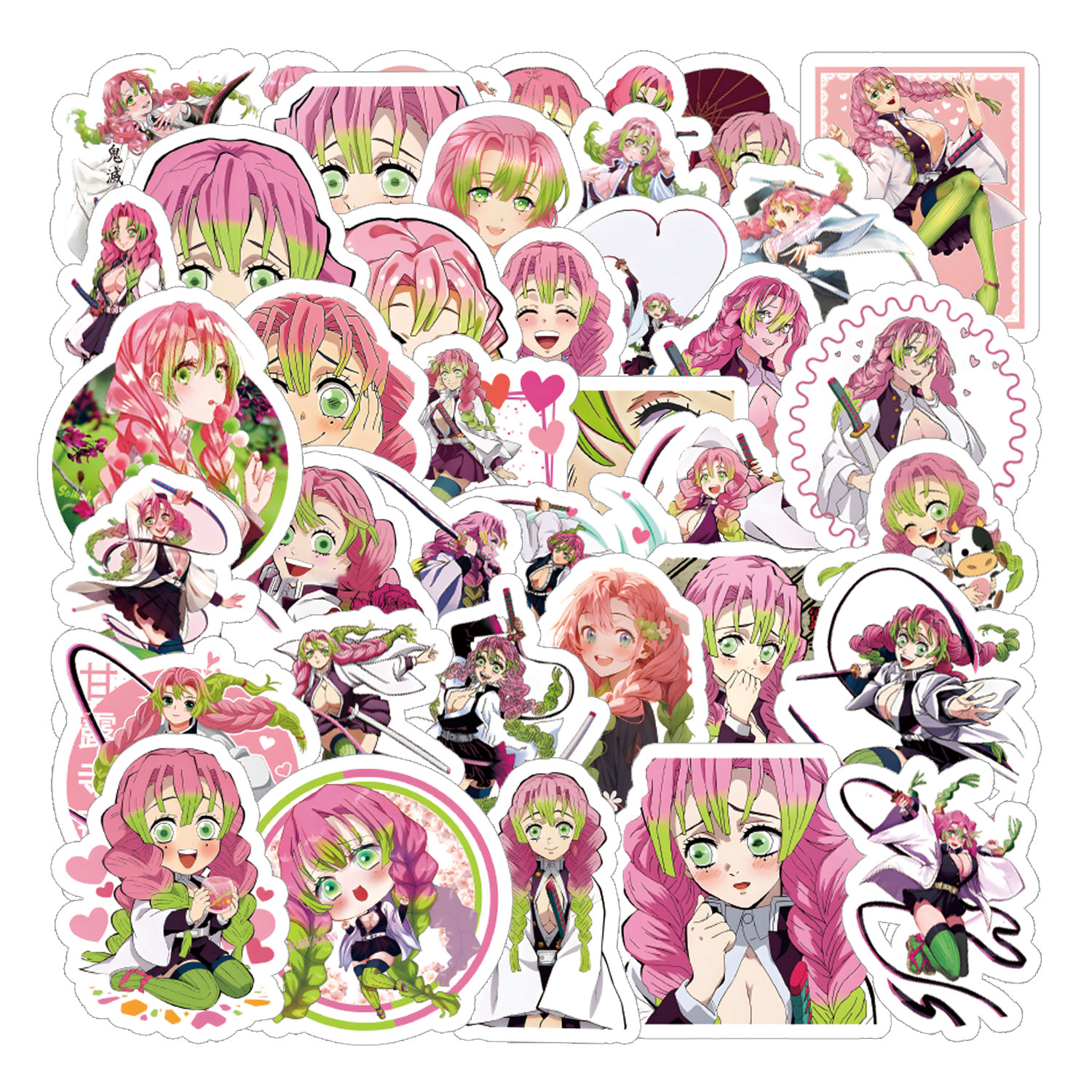 Kanroji Mitsuri 250 miếng sticker hoạt hình retro Y2K, phong cách anime 80s, gói trang trí DIY tiệc 
