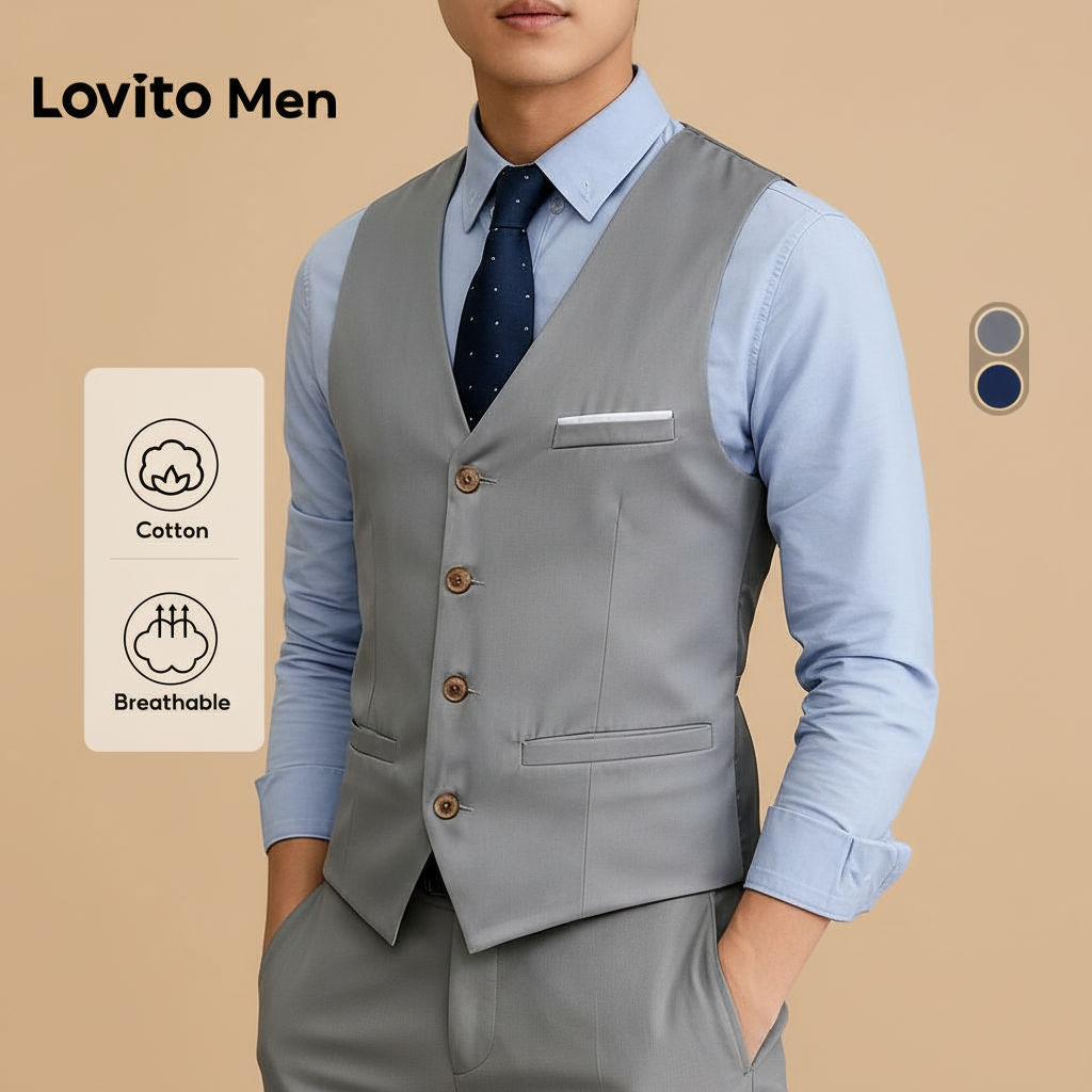 Lovito Áo Blazer Nam Xám Cài Nút Thanh Lịch LNE127157