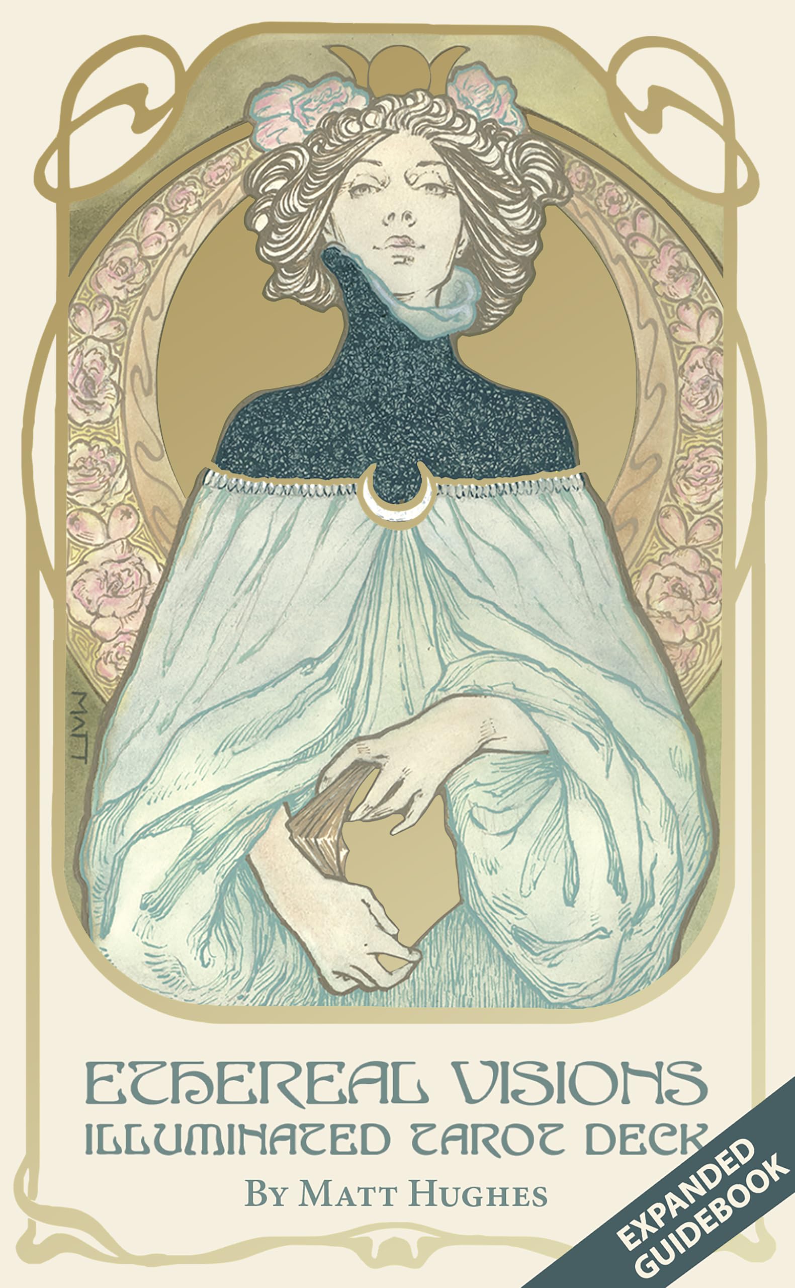 Ethereal Visions Illuminated Tarot Cards Deck 80 Chiếc Lá Vàng Nghệ Thuật Nouveau Bói Toán Người Mới