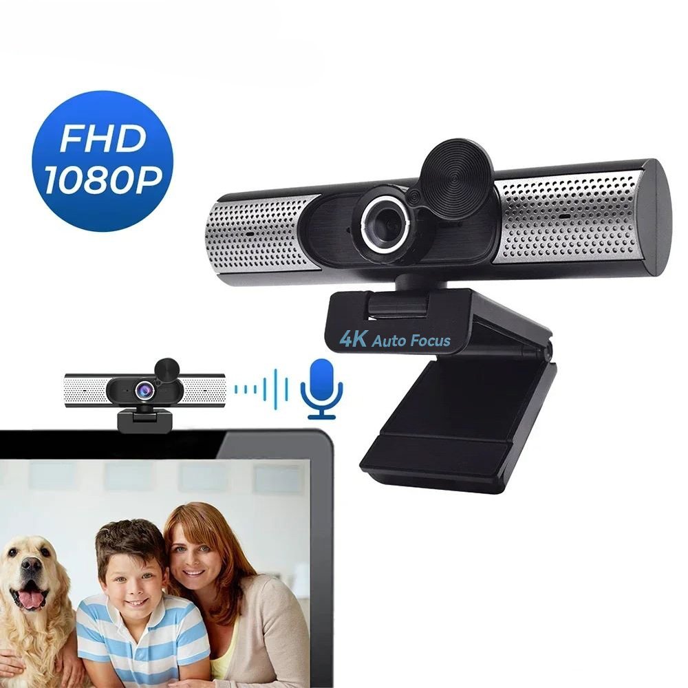 Webcam USB 4K 1080p Tích Hợp Mic, Giá Đỡ Ba Chân, Dùng Cho PC, Livestream, Văn Phòng