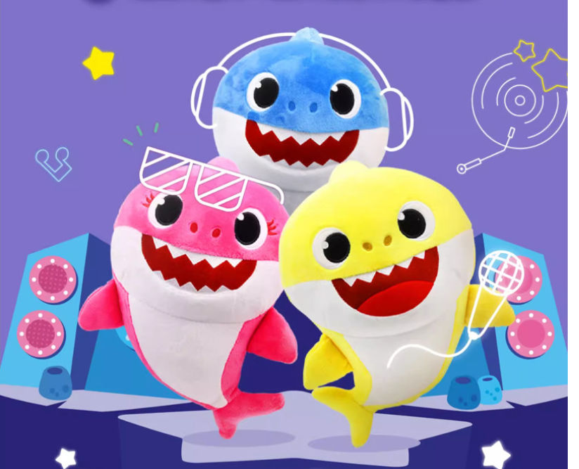 Đèn LED âm nhạc không gây dị ứng Shark Baby Soft Plushie 20cm cho bé tắm và Giáng sinh