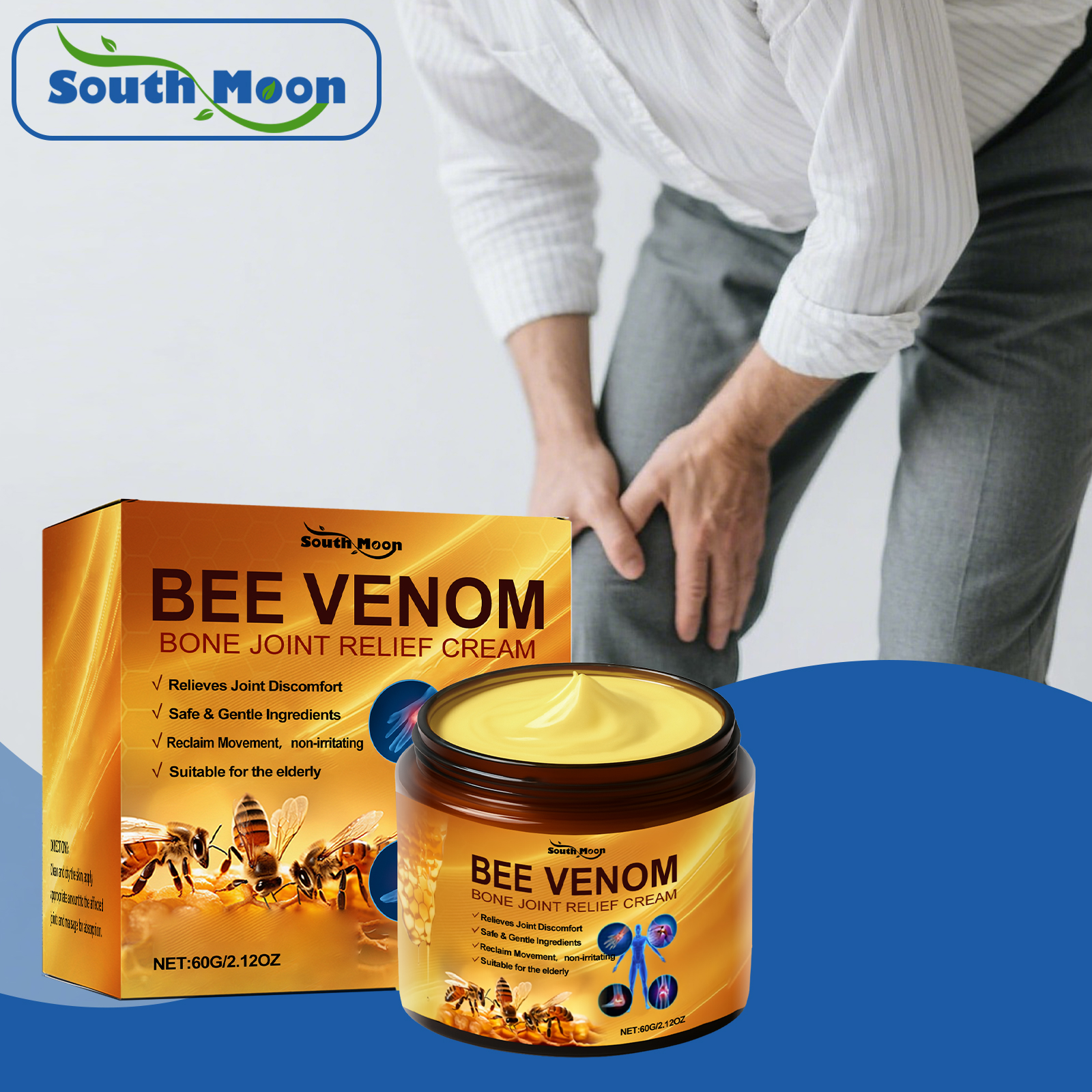 Kem dưỡng khớp Bee Venom Arnica 60g MSM Làm mát để hỗ trợ cơ bắp Chăm sóc Gel thoải mái