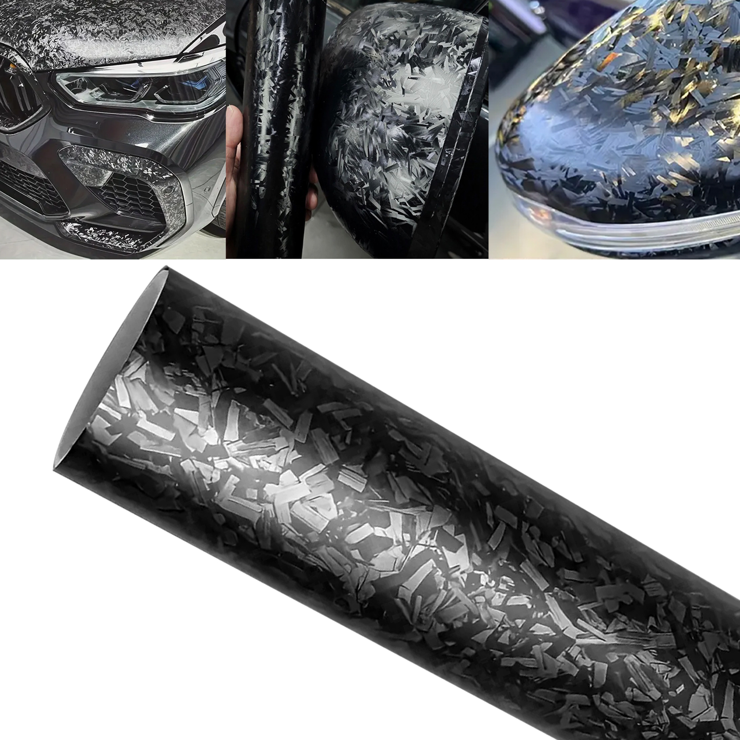 Miếng dán sợi Carbon giả mạo màu đen DIY Bubble Free Air Release Vehicle Wrap