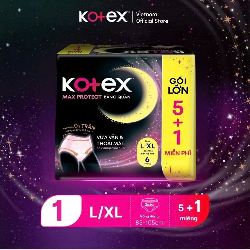 Băng Vệ Sinh Kotex Băng quần MaxProtect cỡ L/XL (5+1 Miếng)