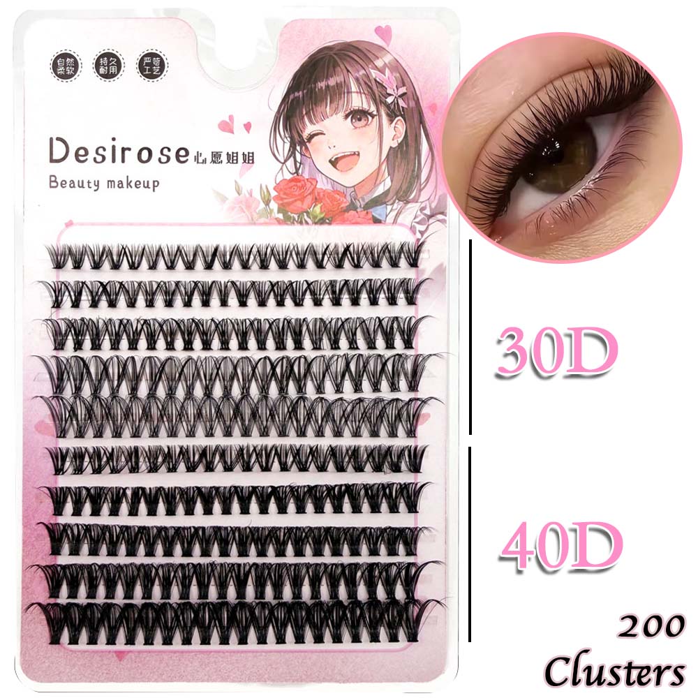 Lông mi nối mi tự làm 200 cụm 30D 40D C D Curl 8-16mm Bộ hỗn hợp