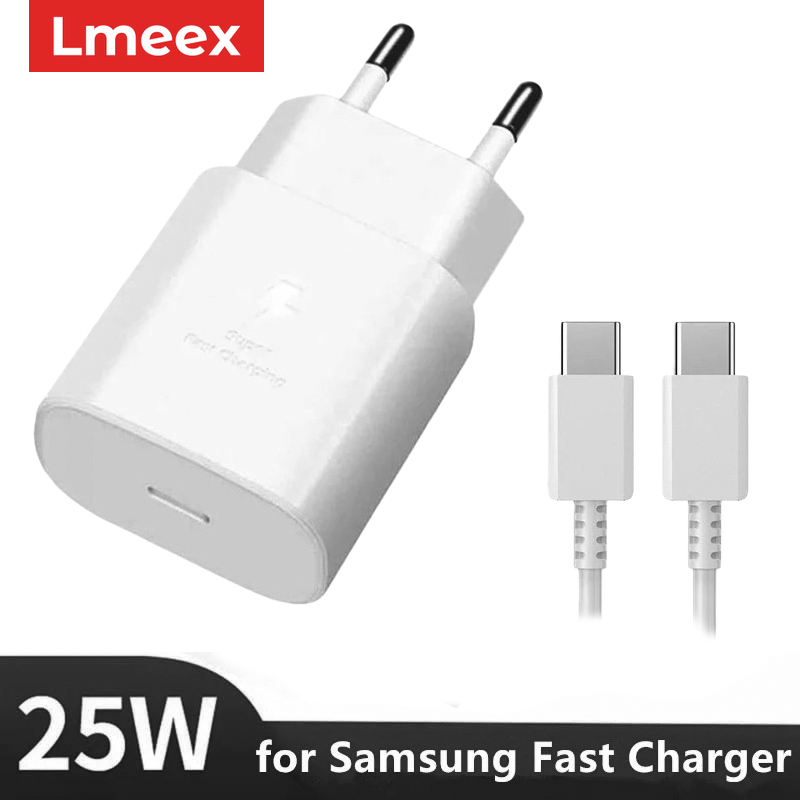 Bộ sạc nhanh 25W PD cáp USB-C cho Samsung S25 Plus, S24+, S23 Ultra, S22, Note 20, S10
