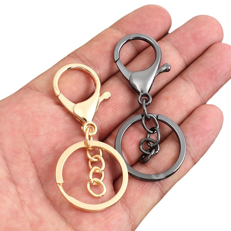 Phụ kiện cơ bản cho mặt dây chuyền tự làm thủ công, móc chìa khóa 30mm, bộ móc kẹp mạ vàng dày 25/50