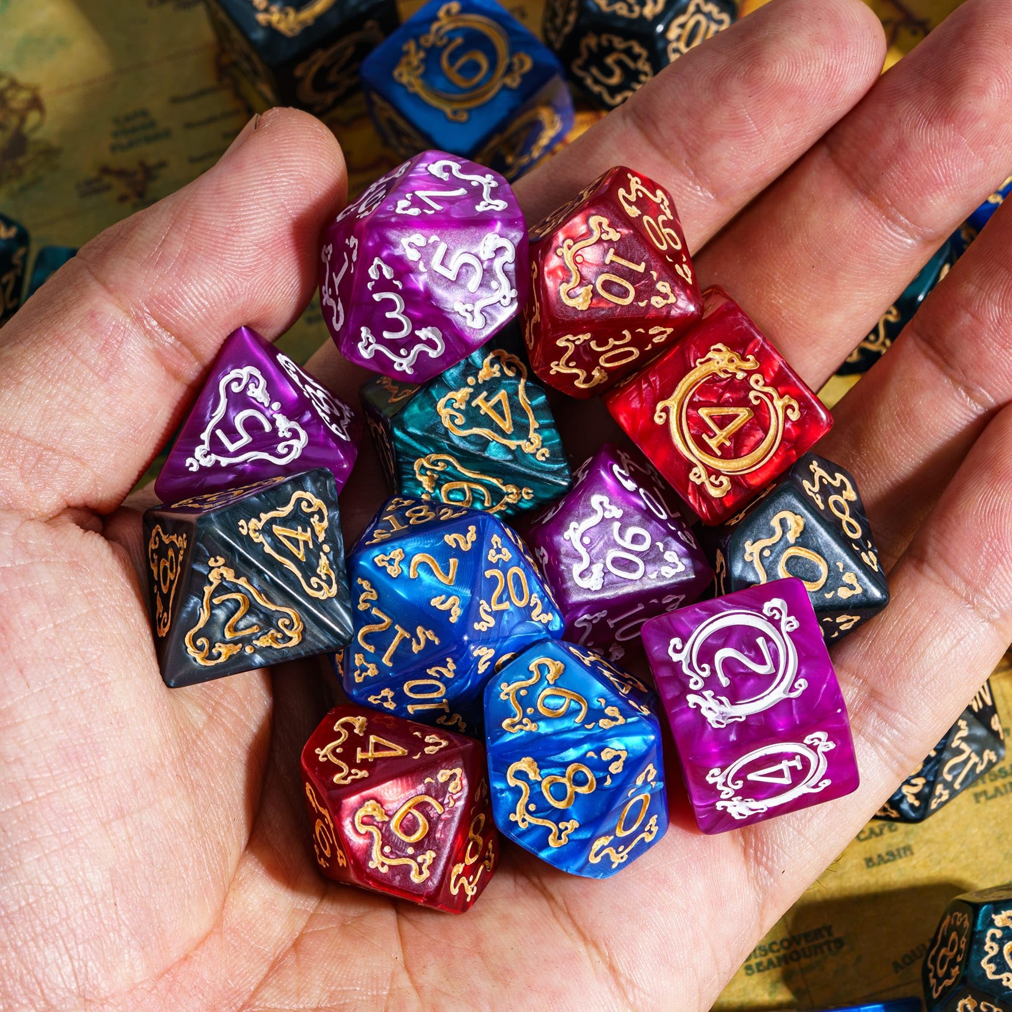 CISWGE SPORTS Bộ xúc xắc đa diện 7 chiếc DND Board Game Xúc xắc cho máy tính để bàn RPG Chơi Game Ng