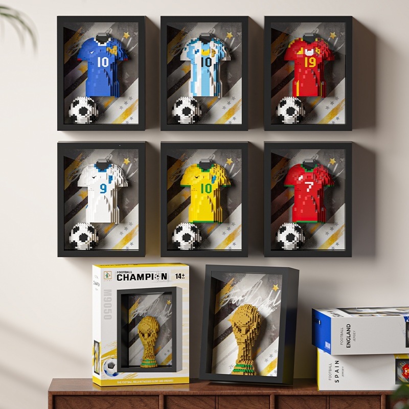 2026 World Cup Bóng Đá Cúp Khối Xây Dựng Khung Ảnh Lắp Ráp Phụ Kiện DIY Giáo Dục Gạch Đồ Chơi Tương 