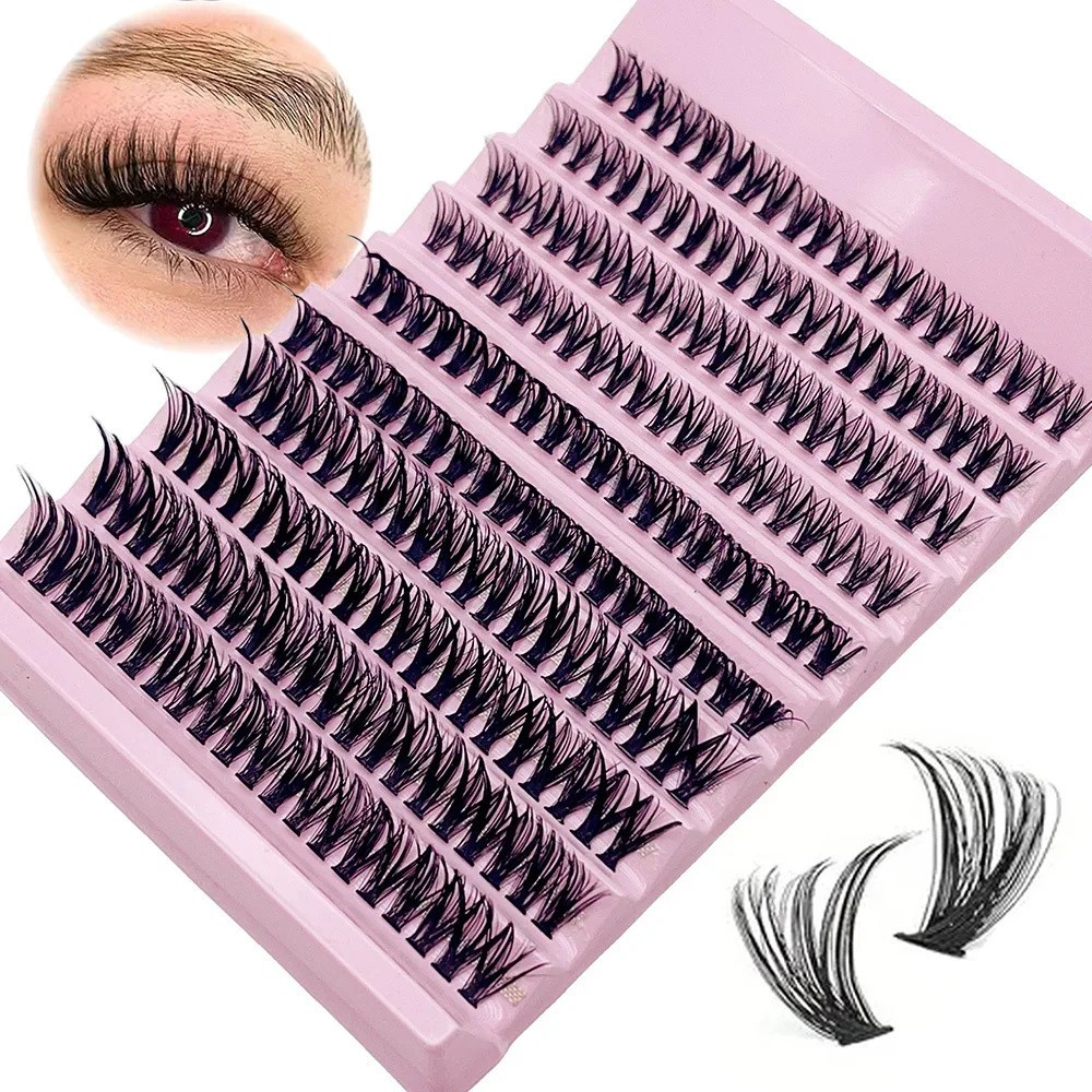 Cụm Lông Mi Giả Cá Nhân, Không Gây Dị Ứng, D Curl, 200 Cụm, Nối Mi DIY, Lông Mi Mềm Mại