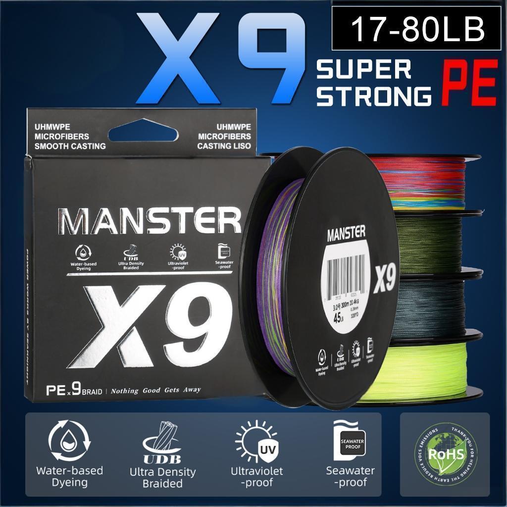 Dây Bện PE 9 Sợi X9 150m 300m 500m Mượt Đa Sợi Tráng Kép 17-80lb