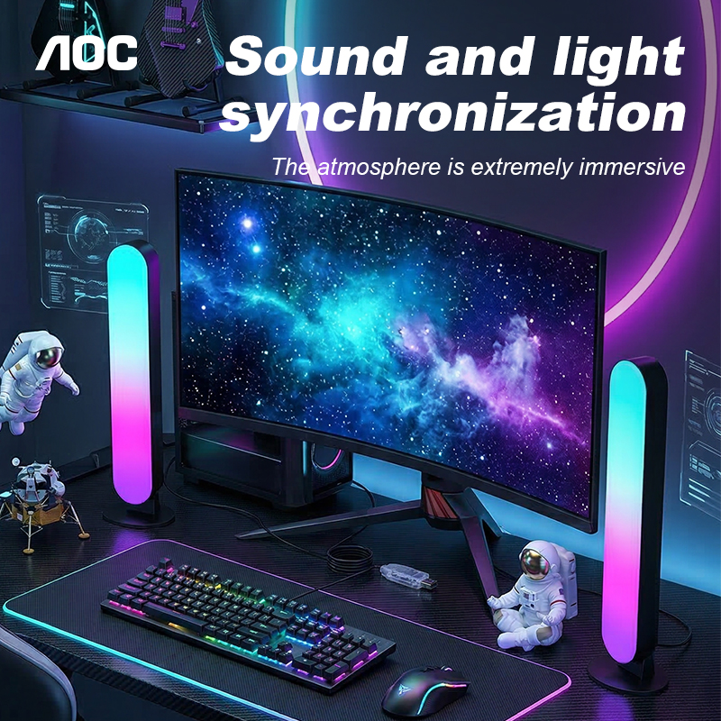 Đèn USB AOC Smart RGB Ambient Light Bars Music Sync APP Điều khiển bằng giọng nói Thay đổi màu sắc Đ