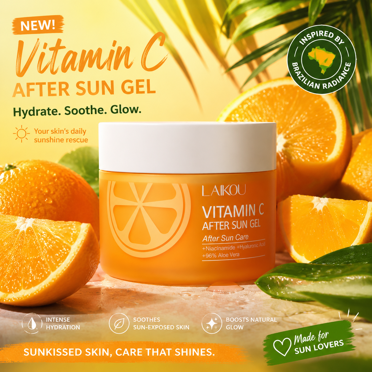Gel Lô Hội LAIKOU Vitamin C 100g | Công thức 96% Lô Hội & Niacinamide | Gel Làm Dịu & Phục Hồi Da Đa