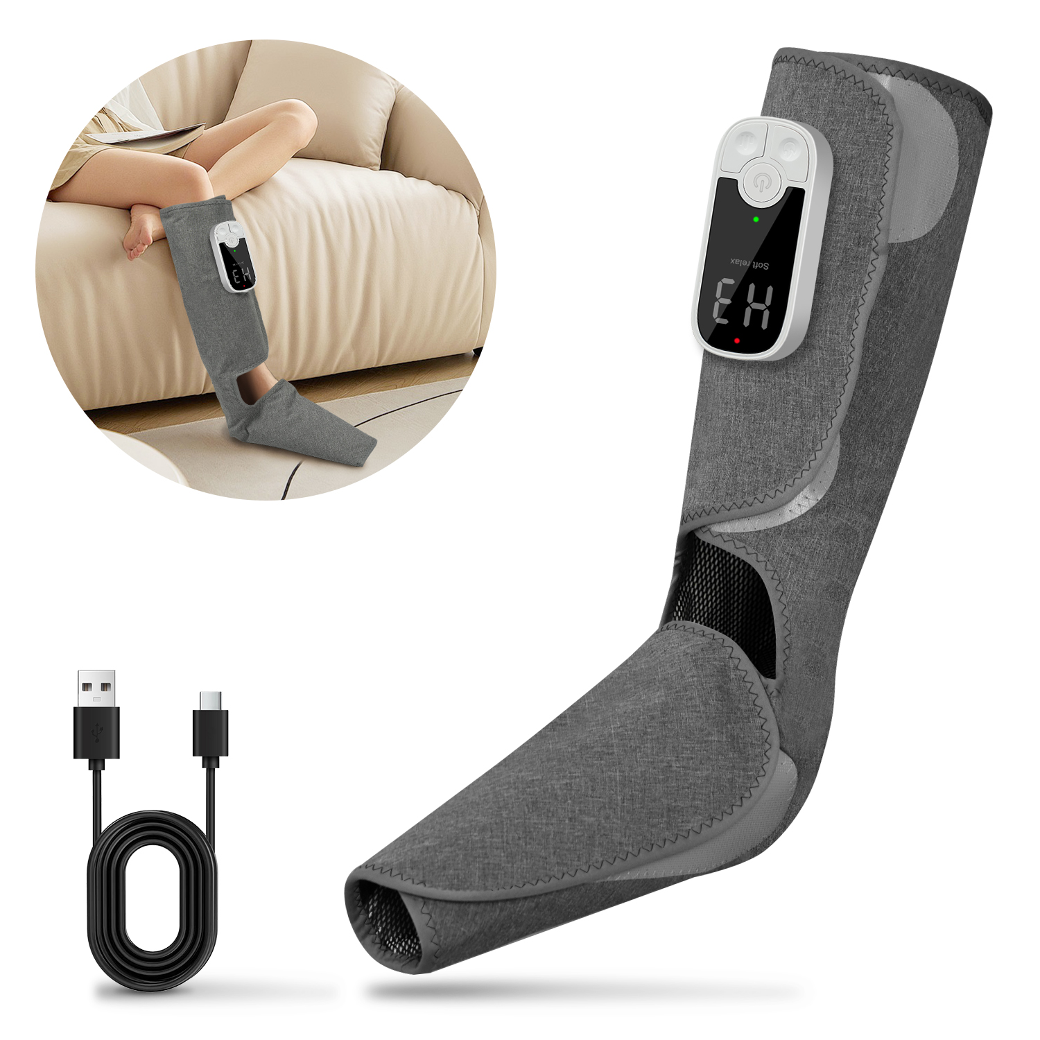  1 cái máy massage chân và chân, 3 chế độ và 3 mức nhiệt độ sóng không khí tuần hoàn chân không dây, có thể sử dụng cho cả chân trái và chân phải, là món quà cho các thành viên gia đình.