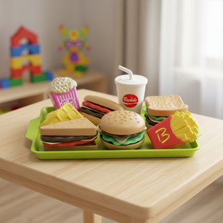  Bộ 9 món đồ chơi nhựa giả vờ ăn bánh burger/snack cho trẻ em chơi nhà bếp