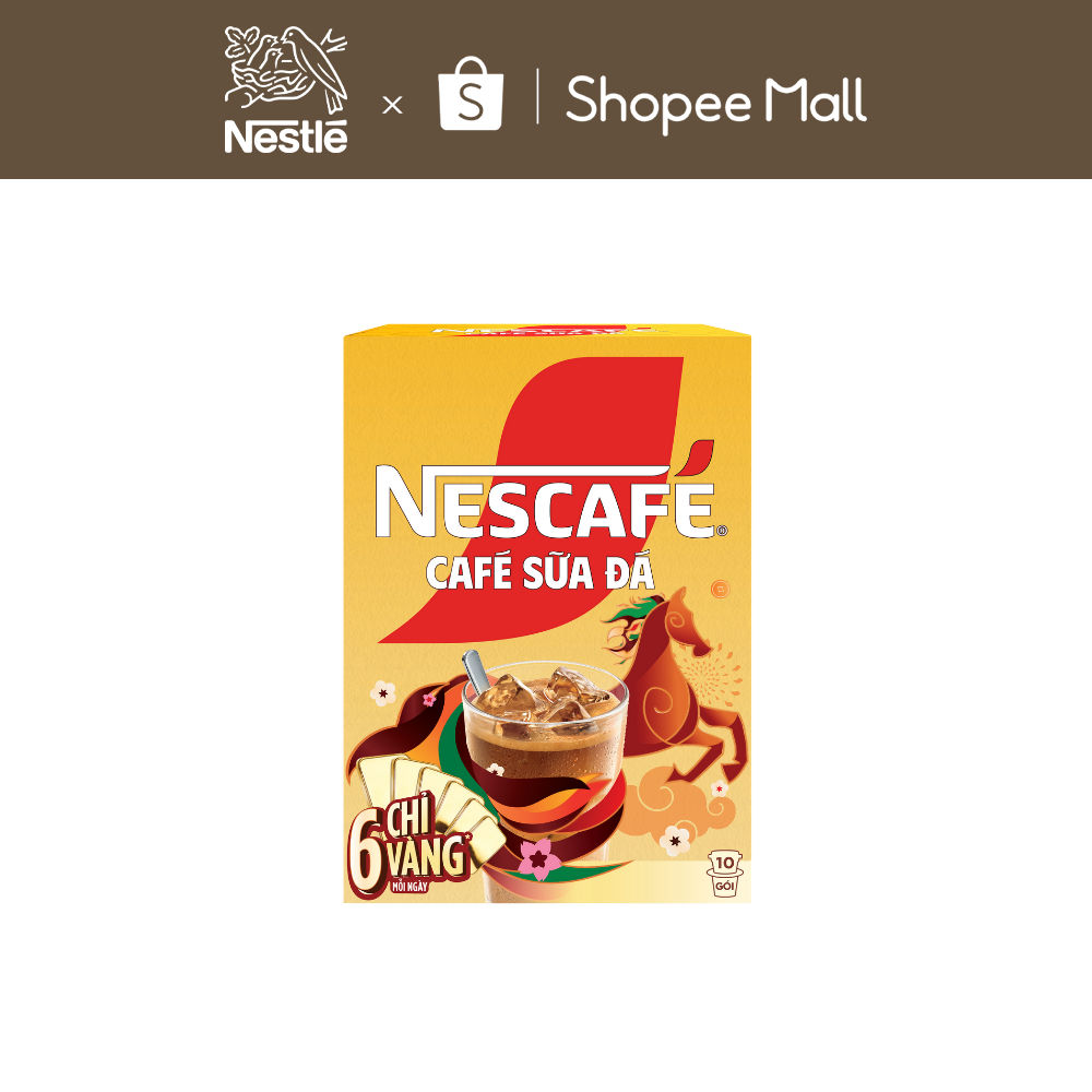 [CÀO TRÚNG THƯỞNG TẾT] Cà Phê Sữa NESCAFÉ Cà Phê Sữa Đá (Hộp 10 Gói x 24g)