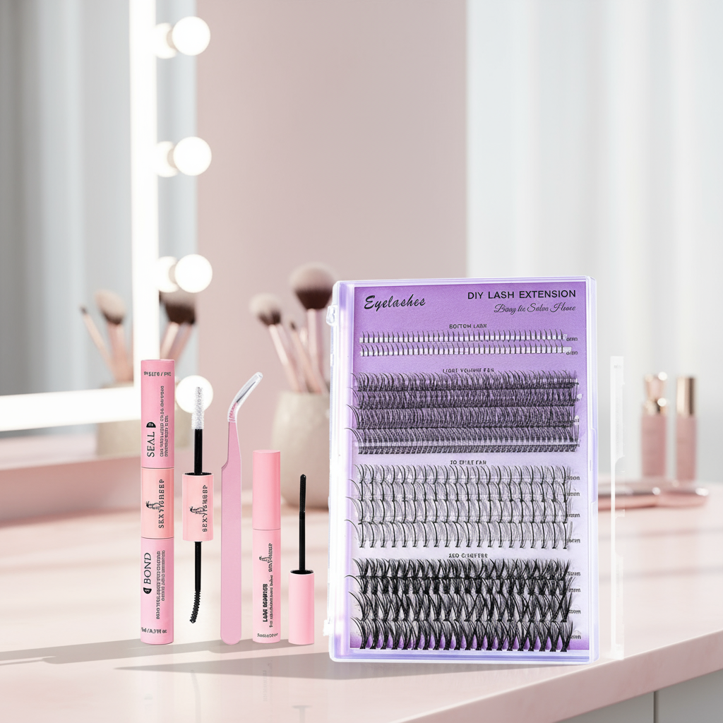 Bộ dụng cụ nối mi tự làm 404pcs kèm keo, keo dán và tẩy