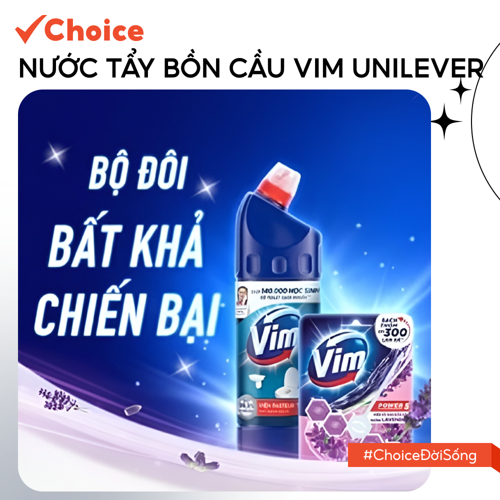 [Choice] Set Nước Tẩy Bồn Cầu, Nhà Vệ Sinh Vim Unilever FM2-2709-241 Hạn Chế 99,9% Vi Khuẩn, 880ml