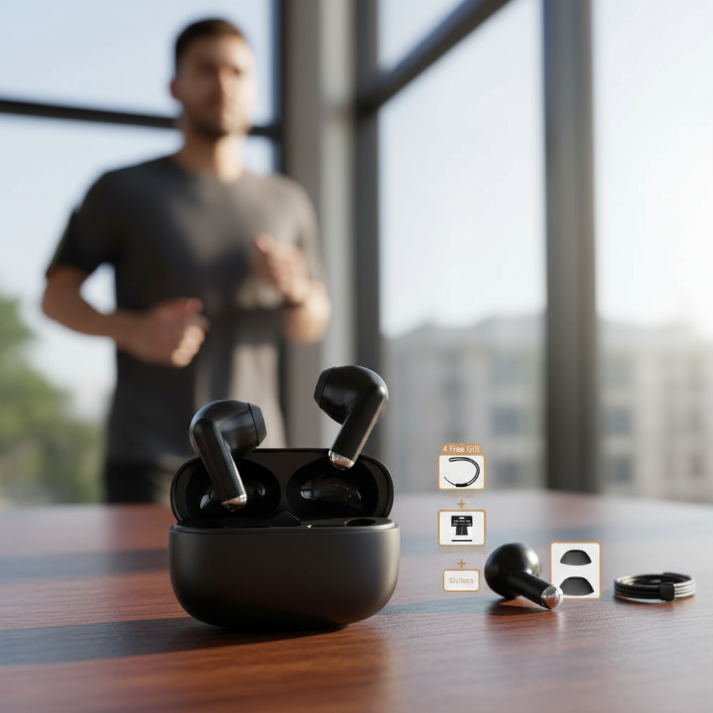 HQAi H7 Tai nghe không dây kèm mic, âm thanh Hi-Fi, chống nước, khử tiếng ồn chủ động, cảm ứng nhạy,