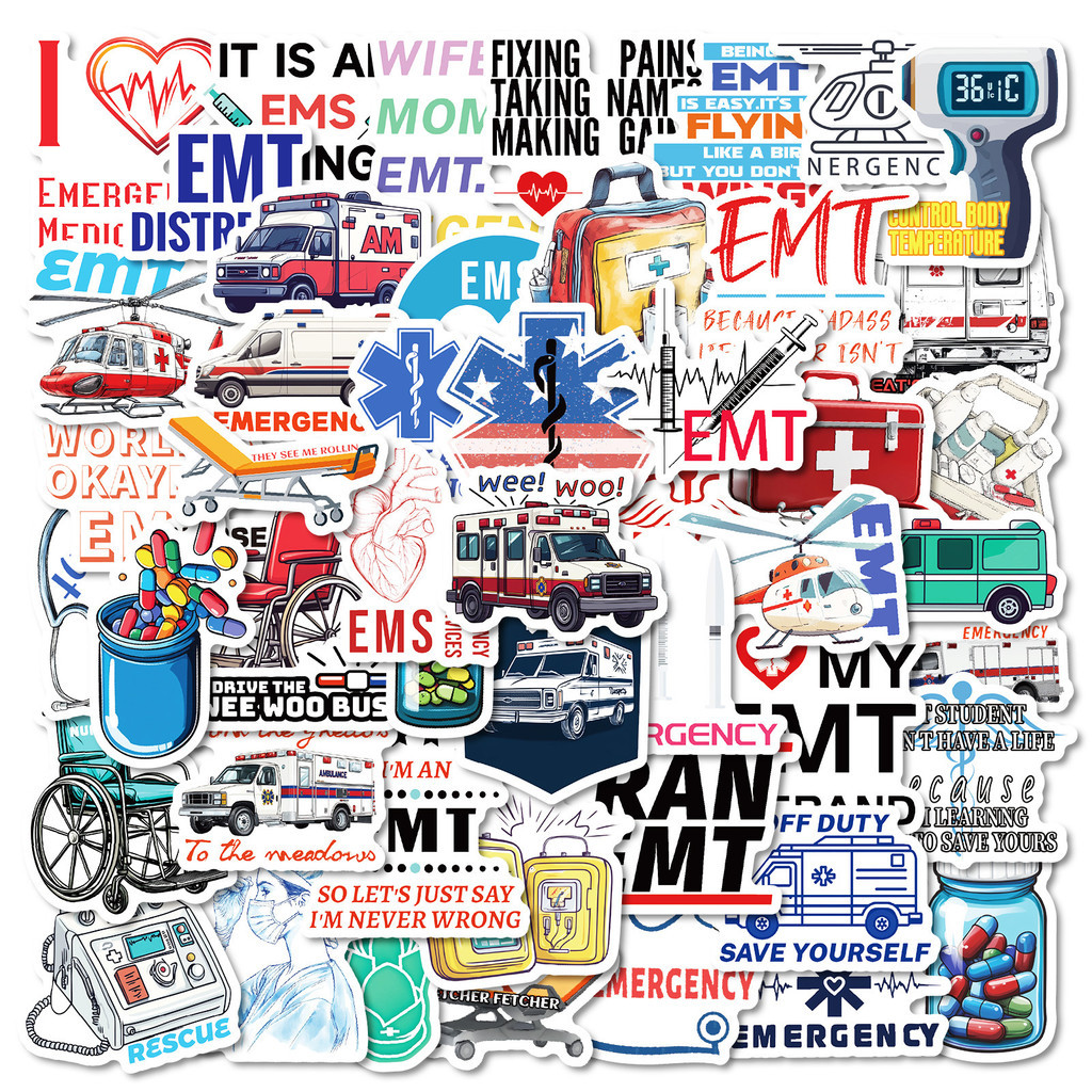 Nhãn dán Graffiti y tế khẩn cấp Thẩm mỹ 50 chiếc Nhãn dán chống nước Nhãn dán trường học cá nhân Nhã