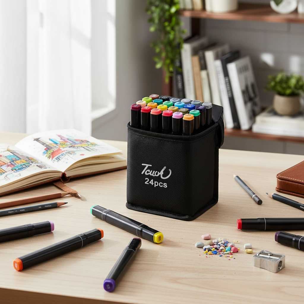 Bộ bút dạ màu Sketch Marker: 24/36/48/60/80 màu - Dụng cụ nghệ thuật cho trường học, bút màu vĩnh vi