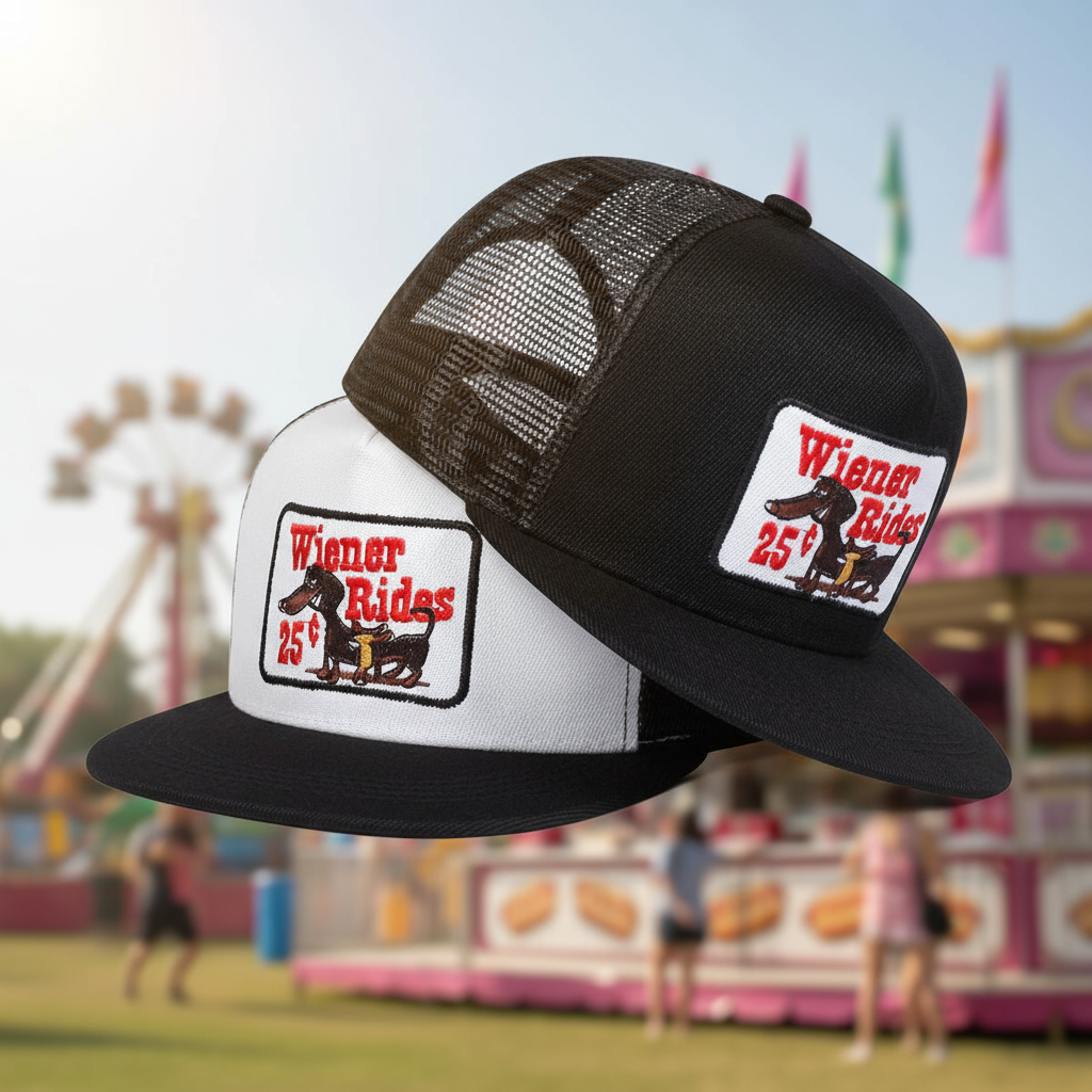 Mũ lưỡi trai lưới thêu 25 cent cho nam nữ WIENER RIDES, có thể điều chỉnh, phù hợp cho mùa xuân, hè,