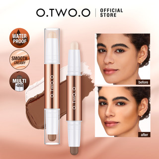  O.TWO.O 2 Trong 1 Thanh Tạo Khối & Bắt Sáng 2 Đầu, Tạo Hiệu Ứng 3D, Che Khuyết Điểm, 4 Màu Tùy Chọn, Chống Nước, Trang Điểm Mặt.