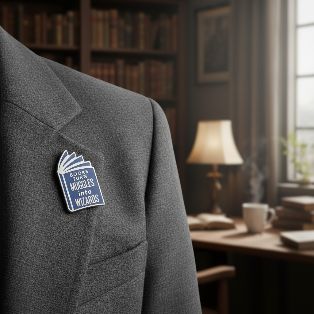 Ghim cài áo sách ma thuật Harry Potter vui nhộn biến Muggle thành Pháp sư, huy hiệu men, phụ kiện tr