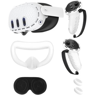  Bộ phụ kiện cho Meta Quest 3, bao gồm vỏ bảo vệ silicone cho Oculus Quest 3, ốp bảo vệ tay cầm, ốp bảo vệ vỏ VR, mặt nạ và nắp cần điều khiển.