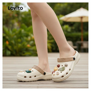 Lovito Refine nữ dép quai hậu phối màu cá tính đế bằng LFA89059