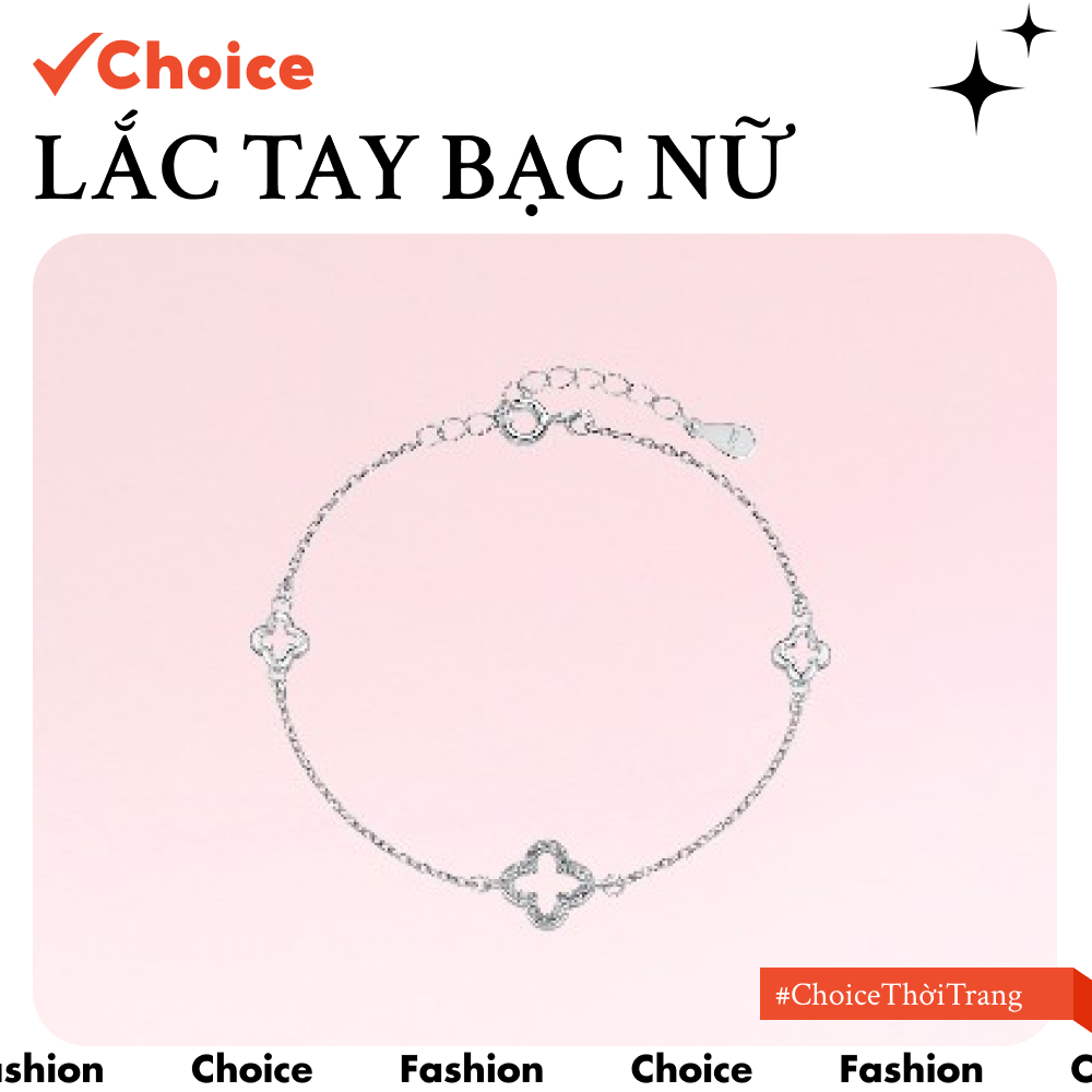 [Choice] Lắc Tay Bạc Nữ FA-0024_251103007_33 Cỏ Bốn Lá Tam Hoa Rỗng Xinh Xắn LT0339