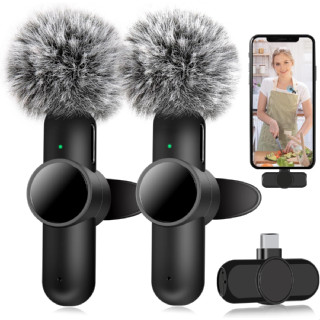Micro Lavalier không dây cho iPhone Android USB-C Plug & Play Ve áo Mic cho Vlog Live Stream