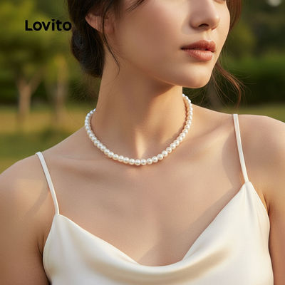 Lovito Dây Chuyền Choker Giả Ngọc Trai Thời Trang Hàn Quốc Dành Cho Nữ L17M155