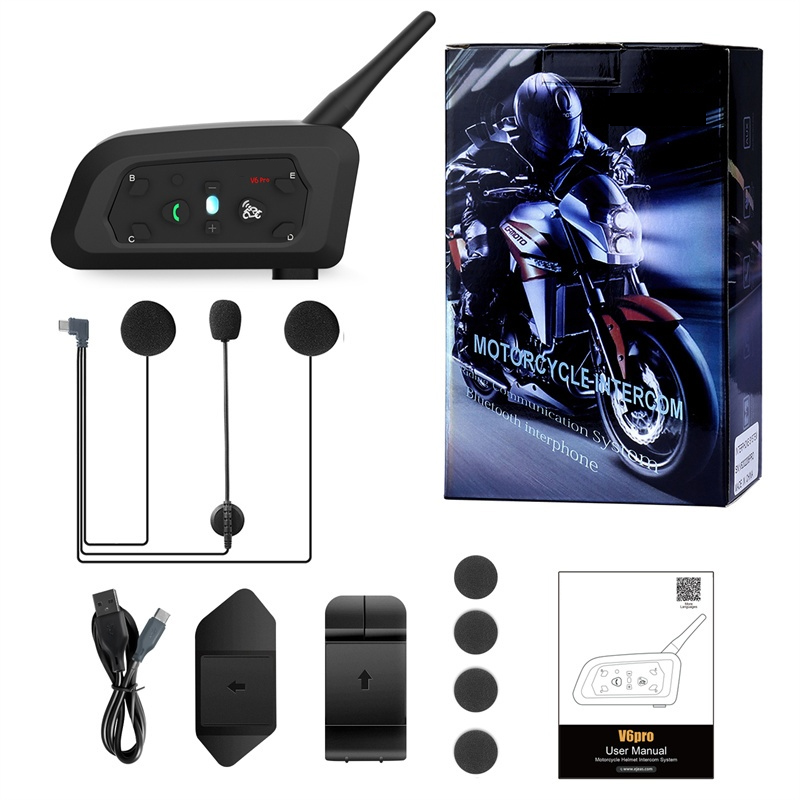V6 Pro+ Mũ bảo hiểm xe máy Loại C Tai nghe Bluetooth Intercom 5.1 Chống nước IP65 1 Gói