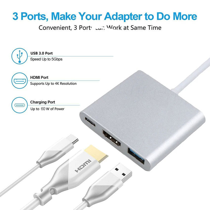 Bộ chuyển đổi OTG USB C Hub HDMI 4K đọc thẻ SD cho Laptop PC MacBook Air OFFICE