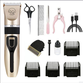 Bộ tông đơ cắt lông chó sạc lại kèm kéo, lược, dũa móng và lưỡi gốm hoạt động êm ái