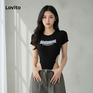 Lovito Áo liền quần nữ trơn thời trang hàng ngày LNA67273