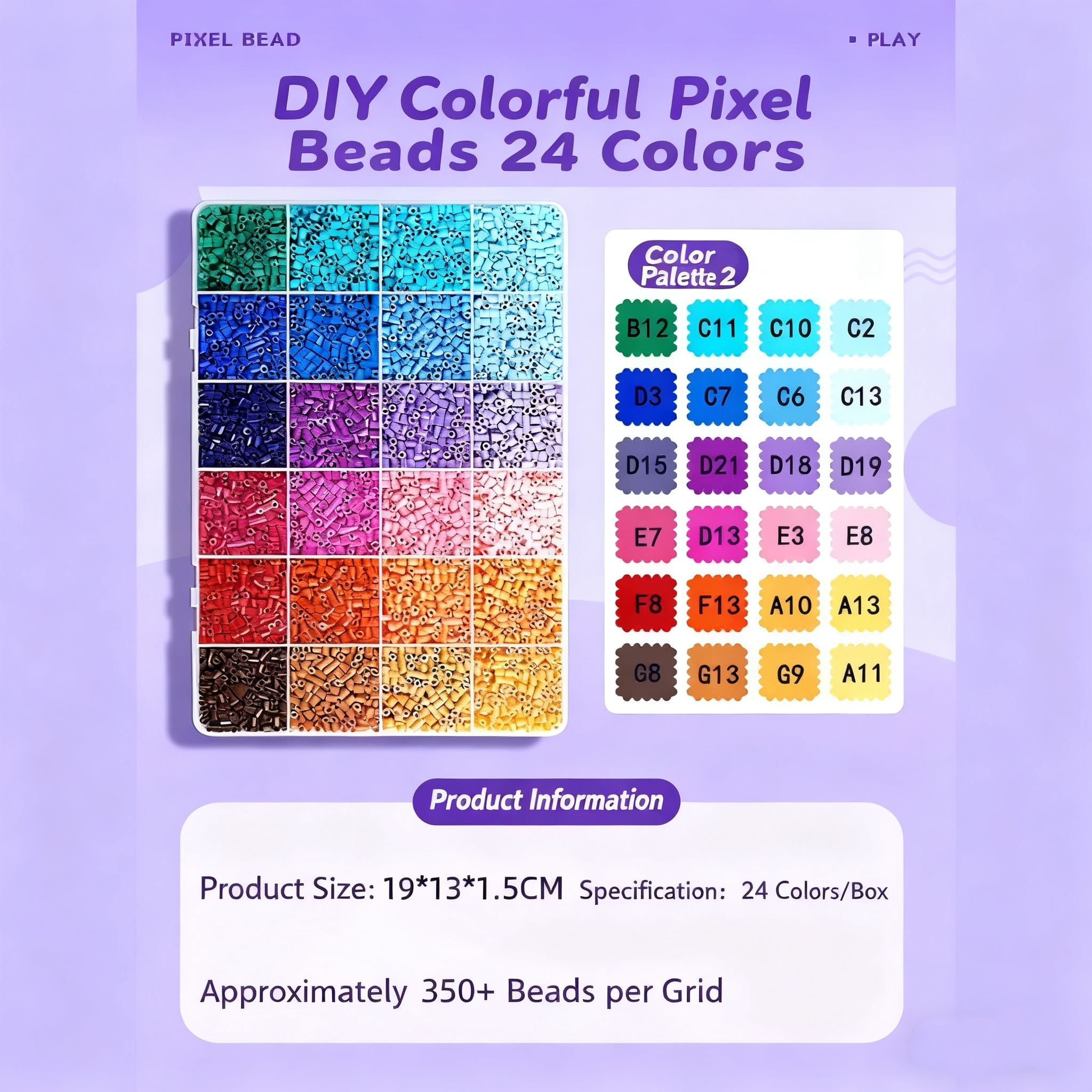 Bộ dụng cụ hạt màu quốc tế Palette 2 Fuse Beads Kit 24 ô - Hơn 8400 hạt, đồ chơi thủ công DIY nghệ t
