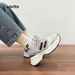 Lovito giày thể thao đế dày sneaker màu đỏ phối hợp mọi mùa LFA85078
