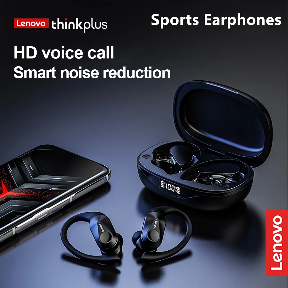 Tai nghe Lenovo LP75 Tai nghe Bluetooth không dây Mics Điều khiển nút Màn hình nguồn LED HiFi Âm tha